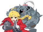  alphonse_elric armor automail blonde_hair bow braid cosplay edward_elric edward_elric_(cosplay) fullmetal_alchemist gloves hisakawa_riho hishagawariho hoshii_miki idolmaster kugimiya_rie mechanical_arm minase_iori parody seiyuu_connection single_braid stuffed_animal stuffed_bunny stuffed_toy 