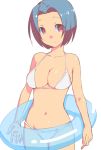  bare_shoulders bikini blue_hair breasts cleavage idolmaster innertube kawai_fuguri large_breasts midriff miura_azusa navel pink_eyes short_hair smile solo swimsuit 