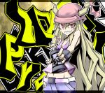  belt blonde_hair contemporary fang graffiti hat highres horns ibuki_suika long_hair paint_can pink_eyes smile tamahana touhou 