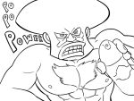  1boy abs afro bb_(baalbuddy) bb_(pixiv2526006) chest_hair garterbelt_(psg) lineart meme monochrome muscle old_spice panty_&amp;_stocking_with_garterbelt solo spray_can teeth 