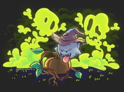  boo_(mario) colored_smoke ghost hat no_humans open_mouth pumpkin sharp_teeth skull_and_crossbones smoke solo spacemantis super_mario_bros. teeth tongue tongue_out upper_teeth_only witch_hat 