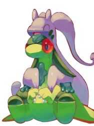  claws closed_eyes closed_mouth colored_skin dragon flygon goodra green_wings highres hug no_humans open_mouth p9kfxaofqi54546 pokemon pokemon_(creature) pokemon_focus purple_skin red_eyes simple_background slime_(substance) smile tail wings 