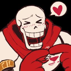 >_< 1:1 1boy 2025 2d armor black_background blush cape closed_eyes digital_media draculiya duplicate gloves heart humanoid male male_focus male_only monster monster_boy open_mouth own_fingers_together papyrus_(undertale) portrait red_cape red_gloves simple_background skeleton solo spoken_heart teeth undead undertale utdr_(toby_fox) white_armor