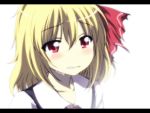 anime_coloring blonde_hair blush bust clenched_teeth crying crying_with_eyes_open hair_ribbon letterboxed red_eyes rhine ribbon rumia shirt simple_background solo tears the_embodiment_of_scarlet_devil touhou vest white_background youkai 