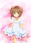  1girl brown_hair card_captor_sakura cardcaptor_sakura child dress green_eyes kinomoto_sakura ribbon short_hair wings yuunagi_konoha 