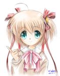  blonde_hair highres kamikita_komari kem_kem little_busters!! school_uniform short_hair twintails 