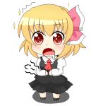  ascot b.leaf blonde_hair blush chibi drooling fang hair_ribbon hands_on_stomach hungry open_mouth red_eyes ribbon rumia shirt short_hair skirt skirt_set solo sparkle stomach_growling the_embodiment_of_scarlet_devil touhou vest youkai 