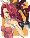  5yusuke3 animal_ears bare_shoulders border breasts bunny_ears bunnysuit choker cleavage code_geass collarbone erect_nipples fake_animal_ears guren_nishiki hairband kallen_stadtfeld mecha purple_eyes red_hair redhead violet_eyes wrist_cuffs yuusuke_(5yusuke3) 