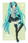  aqua_eyes aqua_hair boots character_name detached_sleeves hatsune_miku headset highres long_hair looking_at_viewer muu_(blondshort) necktie open_mouth skirt solo thigh-highs thigh_boots thighhighs twintails very_long_hair vocaloid 