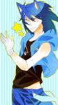  animal_ears bad_id blue_hair cosplay gloves green_eyes male personification solo sonic sonic_the_hedgehog star 