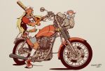  baseball_bat belt cellphone devil_guts earphones engine exhaust helmet motor_vehicle motorcycle original phone pointy_ears shoes sneakers tattoo vehicle wristband 