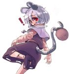  1girl animal_ears basket capelet gem grey_hair jewelry mouse_ears mouse_tail nazrin necklace open_mouth red_eyes shirt short_hair skirt skirt_set solo tail tail_hold touhou turning vest yunuki yunuki_uta 