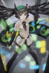  alternate_color black_eyes black_hair elbow_gloves fingerless_gloves floating_hair gloves hatsune_miku solo thigh-highs thighhighs twh_(artist) twintails vocaloid 