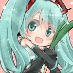  aqua_eyes aqua_hair bare_shoulders blush chibi detached_sleeves hatsune_miku long_hair looking_at_viewer lowres necktie open_mouth riu_(1037238) shima_riu skirt smile solo spring_onion thigh-highs thighhighs twintails vocaloid 