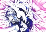  braid dagger izayoi_sakuya maid maid_headdress makita_(twosidegekilove) monochrome solo throwing touhou twin_braids twosidegekilove weapon 