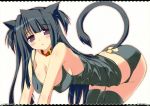  1girl :o animal_ears black_hair black_panties black_thighhighs blush cat_ears cat_tail eyebrows_visible_through_hair female huge_breasts leaning_forward long_hair panties solo source_request tail thighhighs underwear 