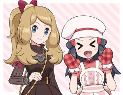  black_hair blonde_hair dawn_(palentine&#039;s_2021)_(pokemon) highres hikari_(pokemon) pokemoa pokemon pokemon_masters_ex serena_(palentine&#039;s_2021)_(pokemon) serena_(pokemon) 