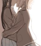  2girls akiyama_mio fukutarou_(enji127) hug incipient_kiss k-on! light multiple_girls school_uniform tainaka_ritsu yuri 