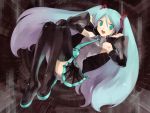  blush long_hair necktie skirt thigh_highs thighhighs twintails uniform very_long_hair vocaloid 