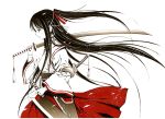  black_hair japanese_clothes jpeg_artifacts long_hair moonsorrow pixiv_fantasia pixiv_fantasia_1 ponytail profile sword weapon 