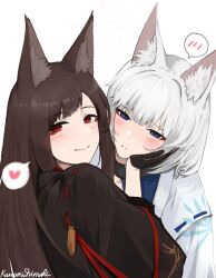  akagi_(azur_lane) animal_ears azur_lane fox_ears kaga_(azur_lane) long_hair multiple_girls short_hair 