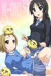  akiyama_mio black_eyes black_hair brown_eyes brown_hair food fruit jacket k-on! k10k lemon long_hair multiple_girls school_uniform short_hair tainaka_ritsu toy 