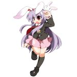  animal_ears blazer bunny bunny_ears highres long_hair necktie purple_hair red_eyes reisen_udongein_inaba skirt solo tail thighhighs tomato_kandume touhou transparent_background very_long_hair 