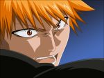  bleach hitodama_(artist) kurosaki_ichigo morrow morrow_(artist) open_mouth orange_hair simple_background 