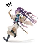  aimaimoco bad_id boots dango food kamui_gakupo katana long_hair male purple_hair samurai sode sword vocaloid wagashi weapon white_background 