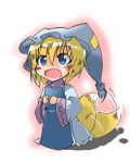  blonde_hair blue_eyes blush chibi child fox_tail hat tail touhou yakumo_ran yoiyami_yayoi young 