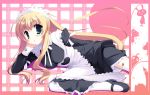  artist_request blonde_hair blush character_request garters green_eyes highres long_hair lying maid mary_janes shoes thigh-highs thighhighs very_long_hair 