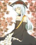  bare_shoulders dress flower frills hat mono_(recall) silver_hair umineko_no_naku_koro_ni virgilia 