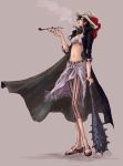 alvida_(one_piece) bikini_top cape club cowboy_hat jpeg_artifacts lipstick necklace one_piece pipe sandals smoking weapon