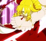  capelet curly_hair drill_hair elly hair_over_one_eye scythe serene_(gusarme) serious short_hair solo touhou touhou_(pc-98) yellow_eyes 