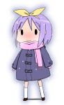  chibi coat hiiragi_tsukasa lucky_star purple_hair scarf short_hair snow tsuti 