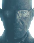  1boy bald blue breaking_bad casey_callender facial_hair glasses looking_at_viewer monochrome photorealistic realistic reflection serious signature solo walter_white 