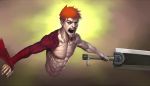  bad_id berserk crossover dragonslayer_(sword) emiya_shirou fate/stay_night fate_(series) male manly muscle realistic red_eyes red_hair redhead ribbon shiba_(berryeater) shirtless sword weapon 