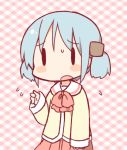  bad_id blue_hair blush_stickers bow daitirumoesu hair_cubes hair_ornament long_sleeves naganohara_mio nichijou school_uniform short_hair short_twintails skirt solo sweatdrop twintails 