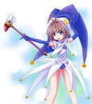  1girl 54hao brown_hair card_captor_sakura cardcaptor_sakura child elbow_gloves fuuin_no_tsue gloves green_eyes hat kinomoto_sakura leotard short_hair wand 