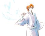  black_eyes fate/zero fate_(series) japanese_clothes jun_(kyurisin) kimono male orange_hair solo uryuu_ryuunosuke water white_background yukata 