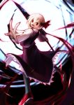  black_legwear blonde_hair fang highres open_mouth outstretched_arm outstretched_hand pantyhose red_eyes rumia short_hair skirt skirt_set solo spark621 sword touhou weapon youkai 