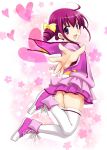  ass bow dress hair_bow heart hoshizora_miyuki outstretched_hand pink pink_dress pink_eyes pink_hair precure shirt shoes short_hair short_twintails skirt smile_precure! sneakers solo thigh-highs thighhighs twintails vest white_legwear yamaki_suzu 