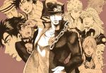  dixie_cup_hat giorno_giovanna gyro_zeppeli higashikata_jousuke higashikata_jousuke_(jojolion) johnny_joestar jojo_no_kimyou_na_bouken jonathan_joestar joseph_joestar_(young) kuujou_jolyne kuujou_joutarou millipen_(medium) monochrome school_uniform stand_(jojo) steel_ball_run traditional_media tusk_(stand) 