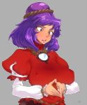  erect_nipples face hair_bun highres large_breasts mirror purple_eyes purple_hair rope space_jin spacezin steepled_fingers sweatdrop touhou violet_eyes yasaka_kanako 