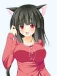  animal_ears asa_no_ha breasts cat_ears cat_tail large_breasts long_hair original red_eyes solo tail 