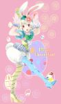  animal_ears asymmetrical_legwear bow bunny_ears copyright_request easter easter_egg flower frills gloves hair_flower hair_ornament high_heels lunica mismatched_legwear pantyhose shoes solo thigh-highs thighhighs 