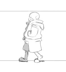  1boy 2016 2d animated animated_gif closed_eyes digital_media from_side full_body hands_in_pockets hood hood_down hooded_jacket humanoid jacket leeffi looping_animation male male_focus male_only monochrome monster monster_boy open_clothes open_jacket sans_(undertale) shirt shorts simple_background skeleton sketch slippers socks solo teeth undead undertale utdr_(toby_fox) walking white_background 