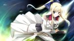  epaulettes game_cg heterochromia kimishima_ao otome_ga_tsumugu_koi_no_canvas ponytail ribbon shishidou_chiharu_flamsteed solo sword weapon 