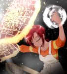  apron black_background closed_eyes eyes_closed female hino_akane lowres okonomiyaki precure pretty_cure red_hair redhead shirt short_hair sleeves_rolled_up smile_precure! solo spatula tj-type1 