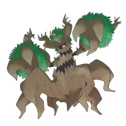  absurdres commentary english_commentary full_body highres no_humans one-eyed pokemon pokemon_(creature) pokemon_focus pr_quote red_eyes simple_background solo trevenant white_background 